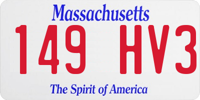 MA license plate 149HV3