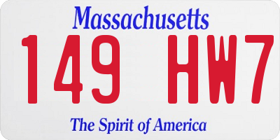 MA license plate 149HW7