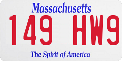 MA license plate 149HW9