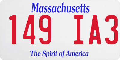 MA license plate 149IA3