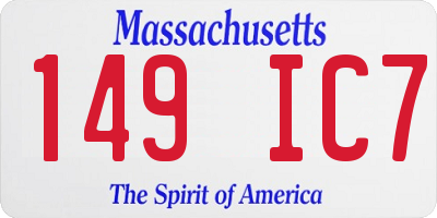 MA license plate 149IC7