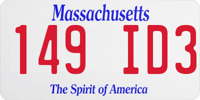 MA license plate 149ID3