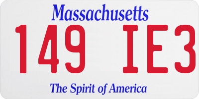 MA license plate 149IE3