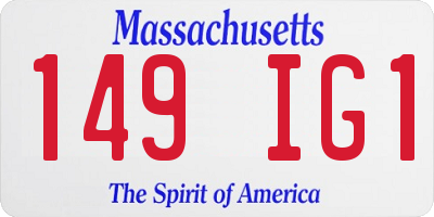 MA license plate 149IG1
