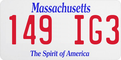 MA license plate 149IG3