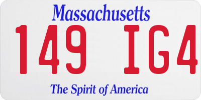 MA license plate 149IG4