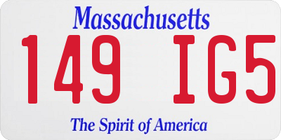 MA license plate 149IG5