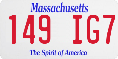 MA license plate 149IG7