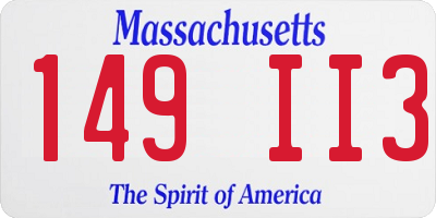 MA license plate 149II3