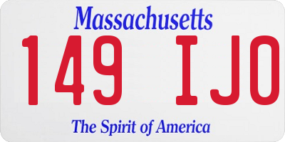 MA license plate 149IJ0