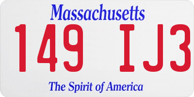 MA license plate 149IJ3