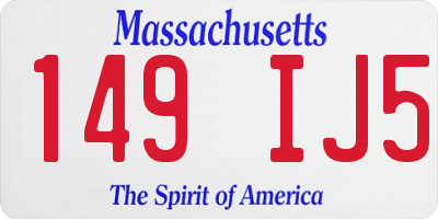 MA license plate 149IJ5