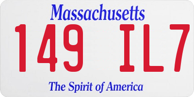 MA license plate 149IL7