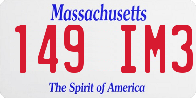 MA license plate 149IM3