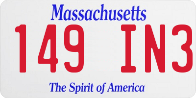 MA license plate 149IN3