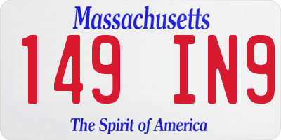 MA license plate 149IN9
