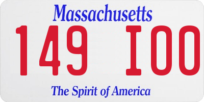 MA license plate 149IO0