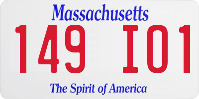 MA license plate 149IO1