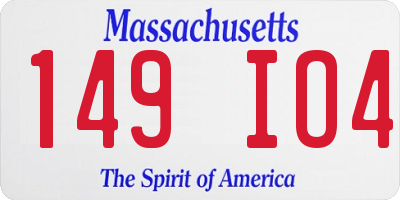 MA license plate 149IO4