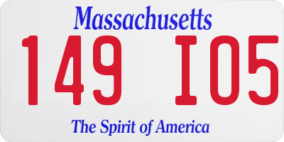 MA license plate 149IO5