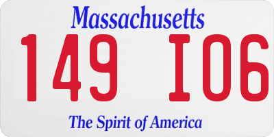MA license plate 149IO6
