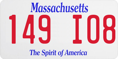MA license plate 149IO8
