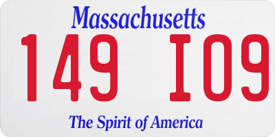 MA license plate 149IO9