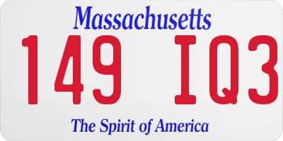 MA license plate 149IQ3