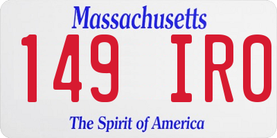 MA license plate 149IR0