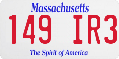 MA license plate 149IR3
