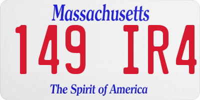 MA license plate 149IR4
