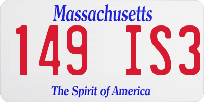 MA license plate 149IS3