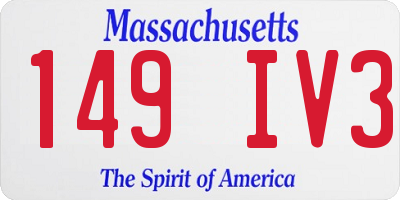 MA license plate 149IV3