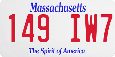 MA license plate 149IW7