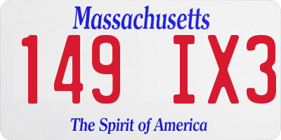 MA license plate 149IX3