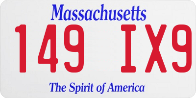 MA license plate 149IX9