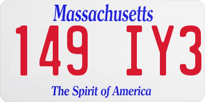 MA license plate 149IY3