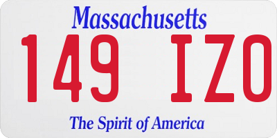 MA license plate 149IZ0