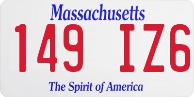 MA license plate 149IZ6