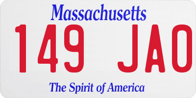 MA license plate 149JA0