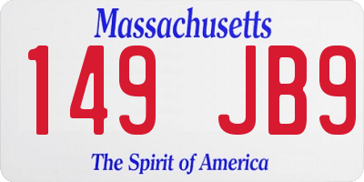 MA license plate 149JB9