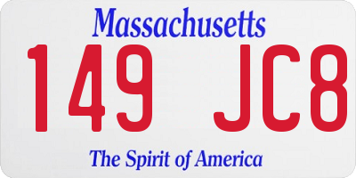 MA license plate 149JC8
