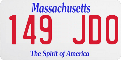 MA license plate 149JD0