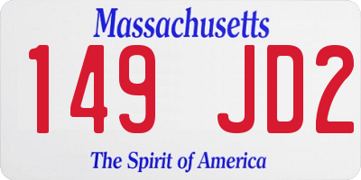 MA license plate 149JD2