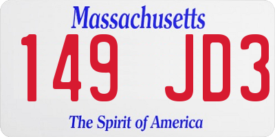 MA license plate 149JD3