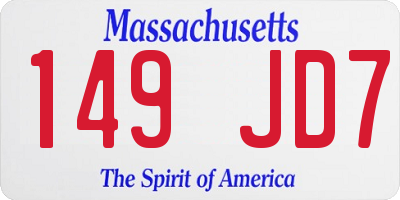 MA license plate 149JD7