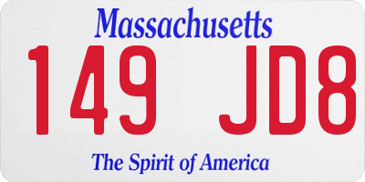 MA license plate 149JD8