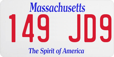 MA license plate 149JD9