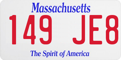 MA license plate 149JE8