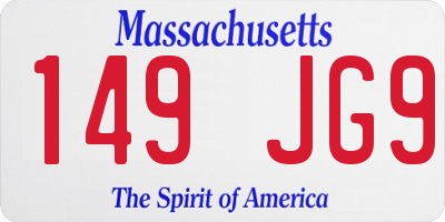 MA license plate 149JG9